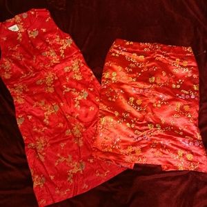 (2)Oriental Asian Inspired Dress sz 3/5 Skirt sz 1